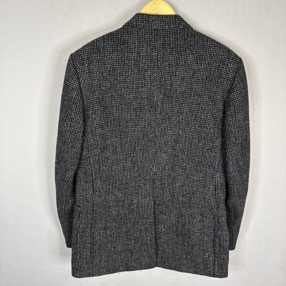 Vintage Harris Tweed Sport Coat Blazer Men 42 Handwoven Scotland Gray Black Wool - Picture 4 of 7